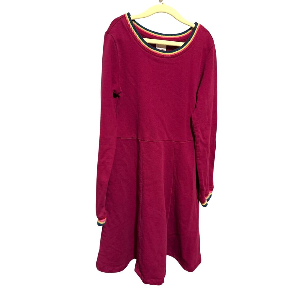 Hanna Andersson Girls Dress 10 Burgundy Rainbow Holiday Maroon
